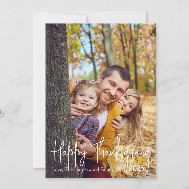 Simple Modern Fall Thanksgiving family Photo Holiday Card (Front)