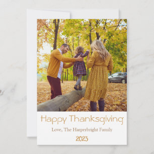 Simple Modern Fall Thanksgiving family Photo Holiday Card