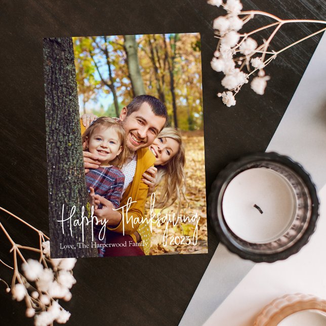 Simple Modern Fall Thanksgiving family Photo Holiday Card (Creator Uploaded)