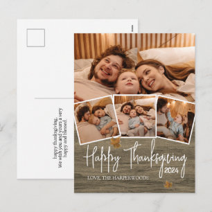 Simple Modern Fall Thanksgiving family Photo Holiday Postcard