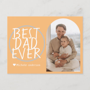 Simple Modern Family Fathers Day Photo Name Holiday Postcard