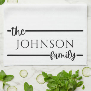 Simple Modern Family Name Monogram Kitchen Towel
