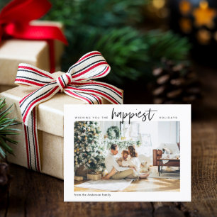 Simple Modern Family Photo   Happy Holiday Postcar Postcard