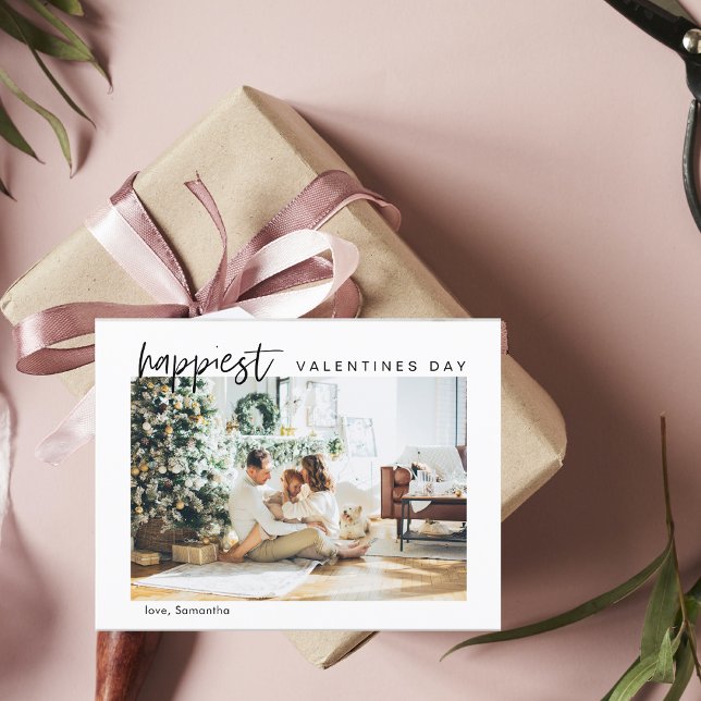 Simple Modern Family Photo | Happy Valentines Postcard (Creator Uploaded)