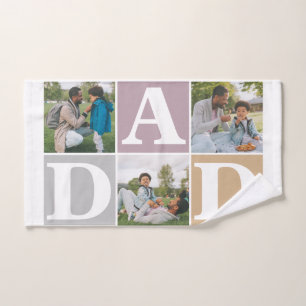 Simple Modern Fathers Day Dad 3 photo family Bath Towel Set