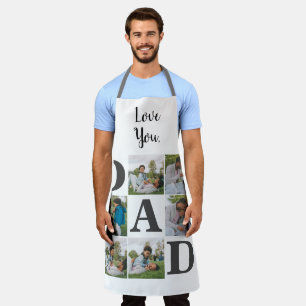 Simple Modern Fathers Day Dad 6 photo family  Apron