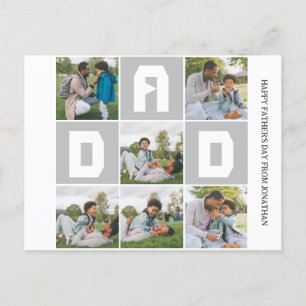 Simple Modern Fathers Day Dad 6 photo family Holiday Postcard