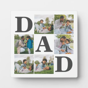 Simple Modern Fathers Day Dad 6 photo family  Plaque