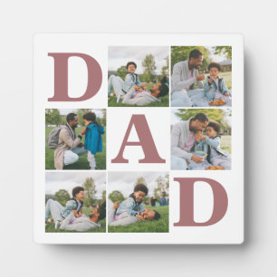 Simple Modern Fathers Day Dad 6 photo family  Plaque