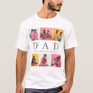 Simple Modern Fathers Day Dad 6 photo family  T-Shirt