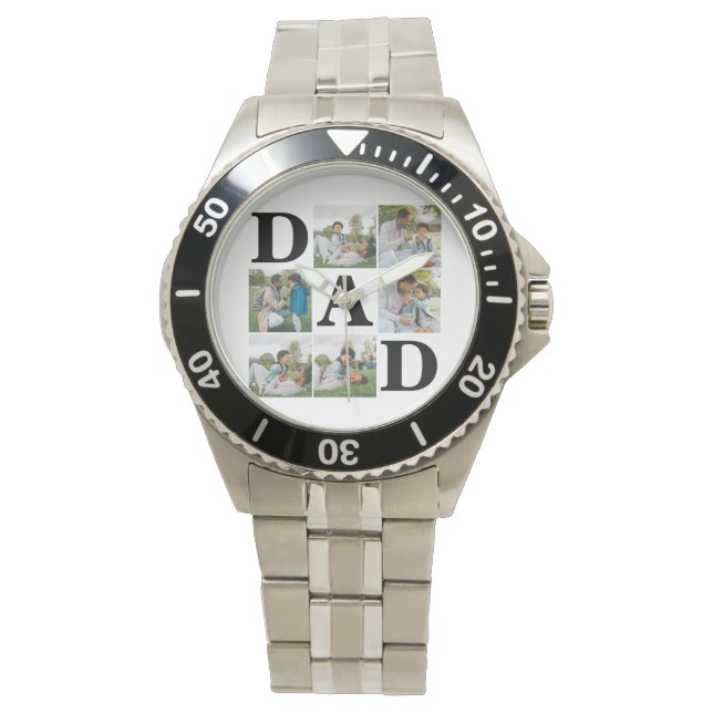 Simple Modern Fathers Day Dad 6 photo family  Watch (Front)