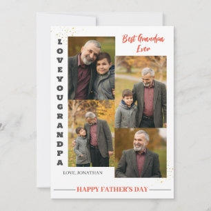 Simple Modern Fathers Day Grandpa photo family Holiday Card