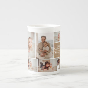 Simple Modern Fathers Day photo family collage Car Bone China Mug