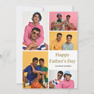 Simple Modern Fathers Day photo family collage Holiday Card