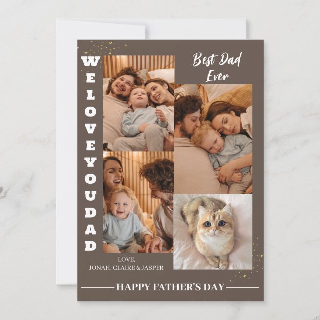 Simple Modern Fathers Day photo family collage Holiday Card (Front)