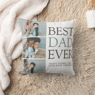 Simple Modern Fathers Day photo family collage Throw Pillow