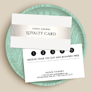 Simple Modern FAUX Silver Striped Loyalty 5 Punch Card