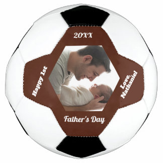 Simple Modern First Father's Day Photo Football Soccer Ball