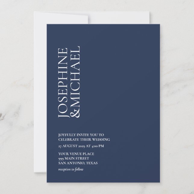 Simple Modern First Name Navy Blue Invitation (Front)