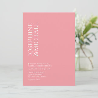 Simple Modern First Name Pink and White Invitation
