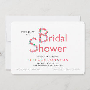 Simple Modern Floral Bridal Shower Invitation
