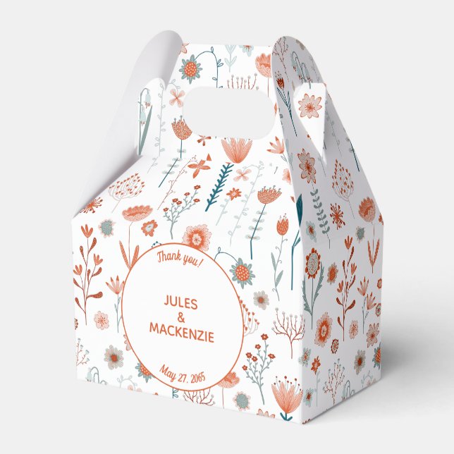 Simple Modern Floral Favor Box (Front Side)