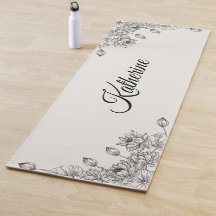 Simple Modern Floral Script Name Cream Lotus 