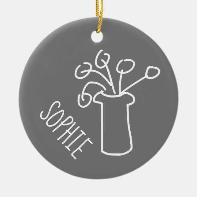 Simple modern flower white ceramic ornament (Front)