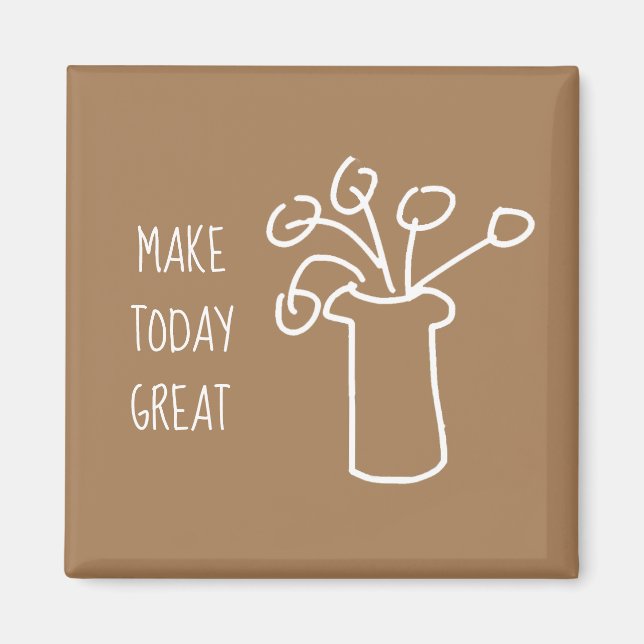 Simple modern flower white magnet (Front)