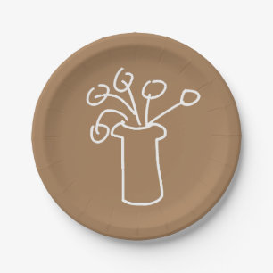 Simple modern flower white paper plate