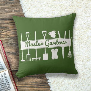 Simple Modern Forest Green Master Gardener Throw Pillow