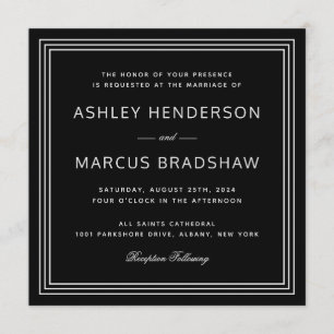 Simple Modern Frame Black Wedding Invitation