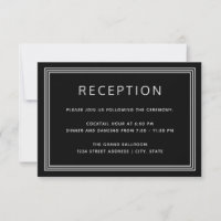 Simple Modern Frame Elegant Black Reception Card