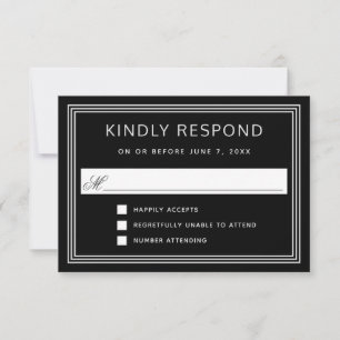 Simple Modern Frame Elegant Black RSVP Card
