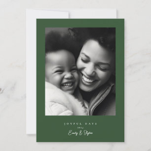 simple modern frame joyful green & white Christmas Holiday Card