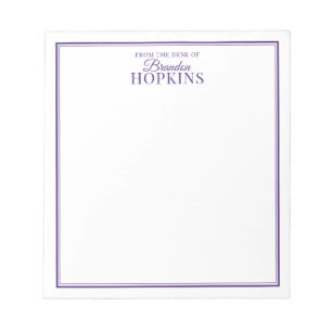 Simple Modern From the Desk of Script Purple Notepad