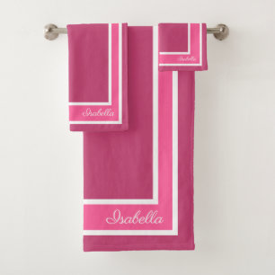 Simple Modern Fuchsia Rose Bath Towel Set