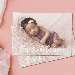 Simple Modern Full Photo Birth Announcement