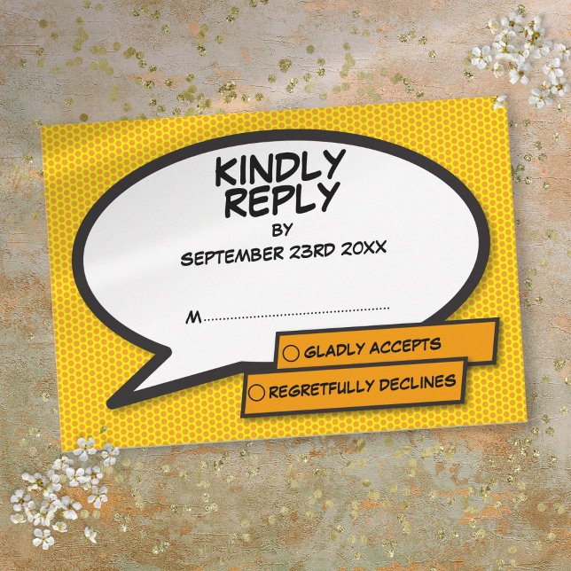 Simple Modern Fun Comic Book Speech Bubble RSVP Card (Simple Modern Fun Comic Book Speech Bubble RSVP Card)