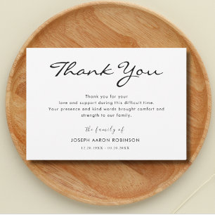 Simple Modern Funeral Memorial Thank You Note Card