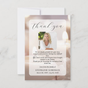 Simple Modern Funeral Sympathy Memorial Photo Thank You Card