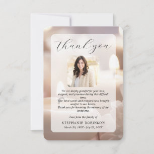 Simple Modern Funeral Sympathy Memorial Photo Thank You Card