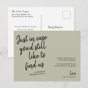 Simple Modern Funny Green Moving Announcement Postcard