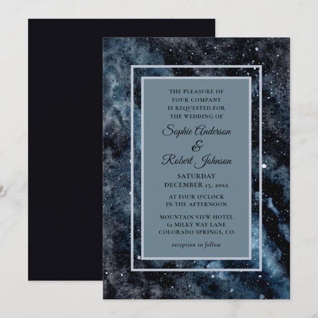 Simple Modern Galaxy Space Stars Wedding Invitatio Invitation (Front/Back)