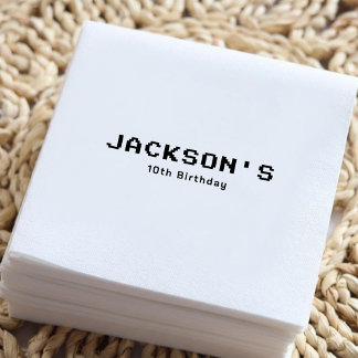 Simple Modern Gamer Boys Birthday Party Napkin