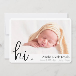 Simple Modern Gender Neutral Custom Photo Birth Announcement