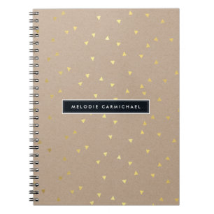 SIMPLE modern geo confetti pattern gold foil kraft Notebook