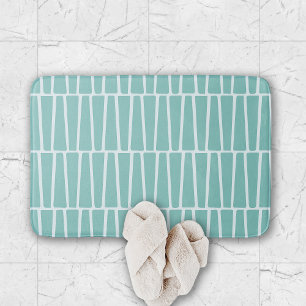 Simple Modern Geometric Aqua Pattern Bath Mat