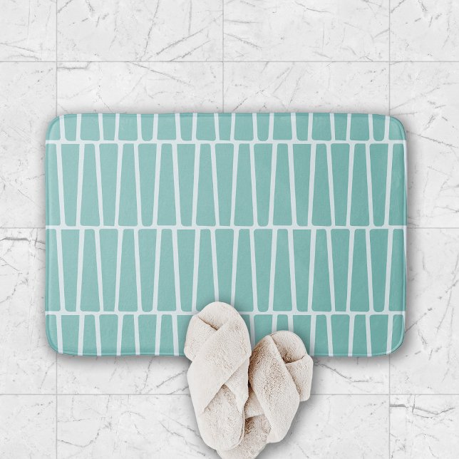 Simple Modern Geometric Aqua Pattern Bath Mat (Creator Uploaded)