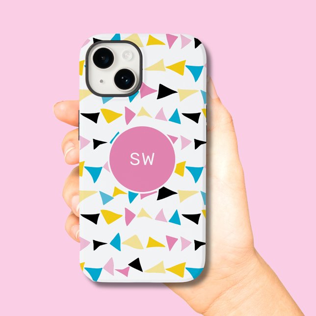Simple modern geometric confetti initials Case-Mate iPhone case (Monogram geometric modern confetti style phone case)